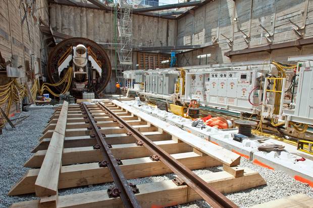June 17, 2011: Tunnel construction begins at the Sheppard West launch site of the subway extension project.