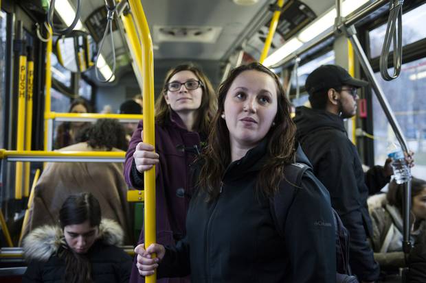 Sarah Greenberg boards a TTC bus at York University on Dec. 4, 2017.
